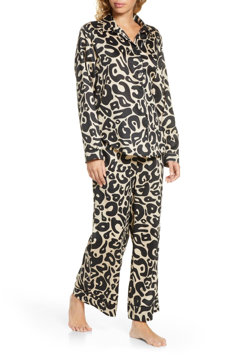 Suzie Long Pajamas, Alternate, color, PAINTED ANIMAL TAN