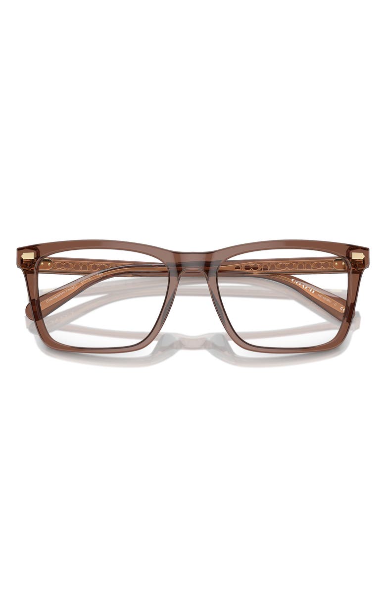 COACH 54mm Square Optical Glasses, Alternate, color, Transparent Pecan / Demo Lens