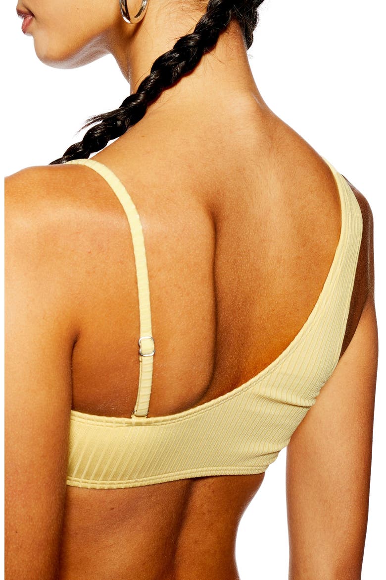 Ribbed Ring One-Shoulder Bikini Top, Alternate, color, YELLOW