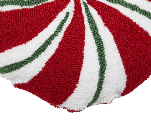 C & F Home C&f Home Christmas Peppermint Shaped Hooked Pillow In Red