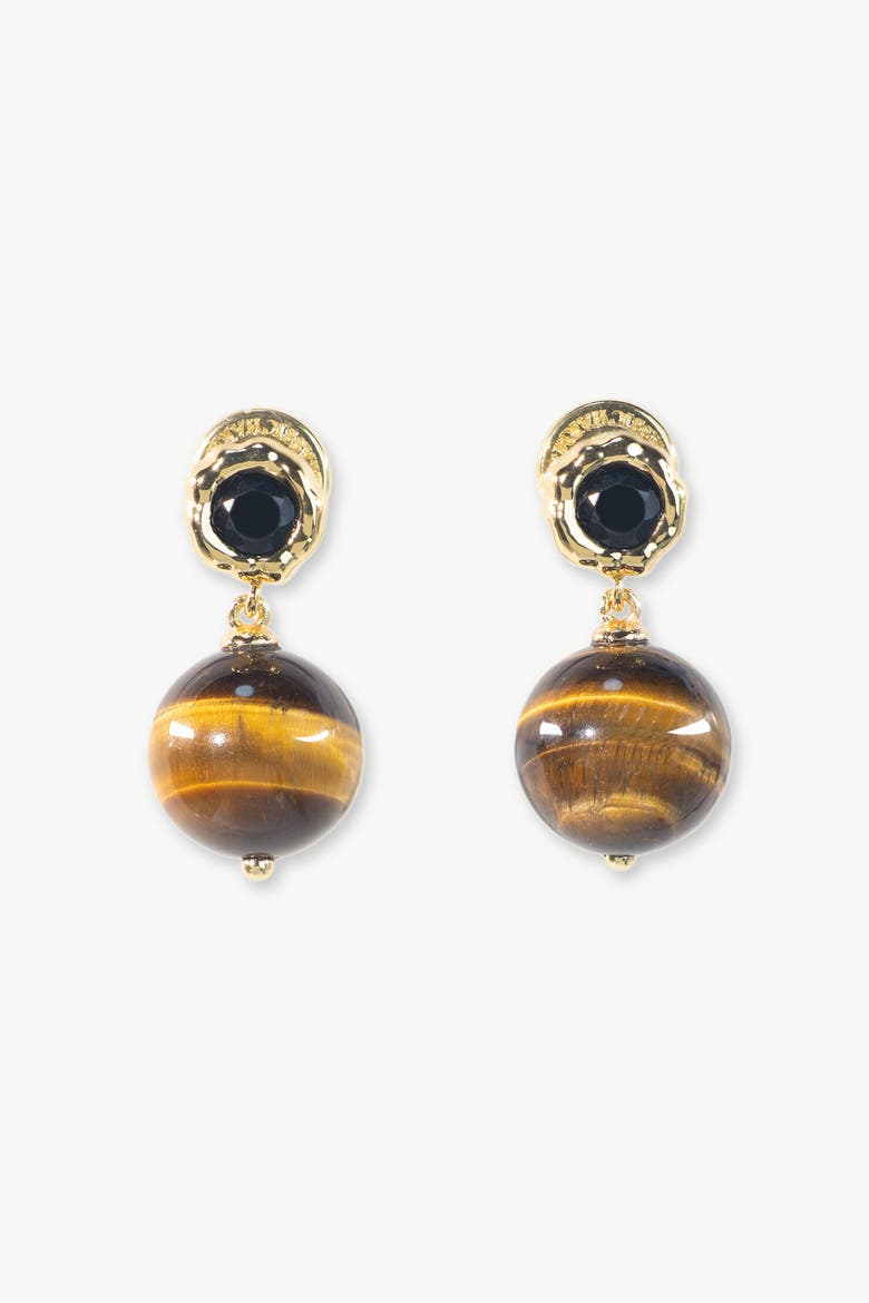 Morgan Tiger's Eye Beaded Earrings, Main, color, Gold