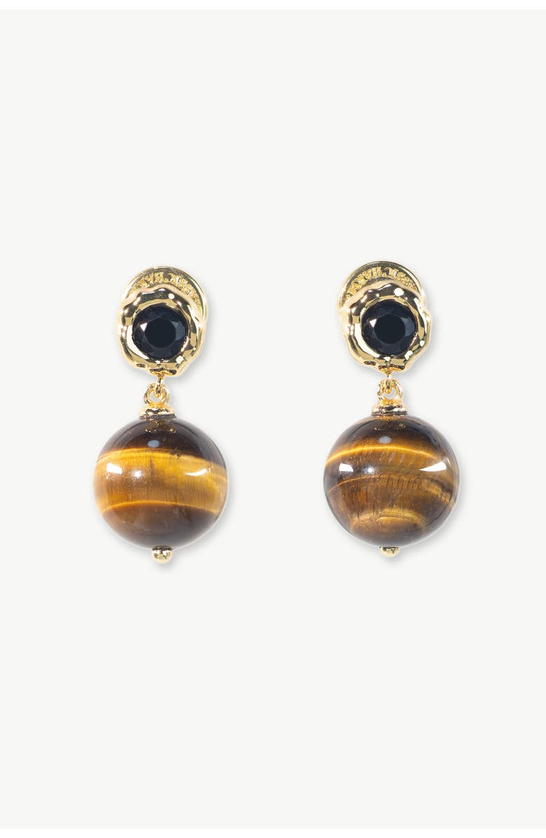 Classicharms Morgan Tiger's Eye Beaded Earrings, Main, color, Gold