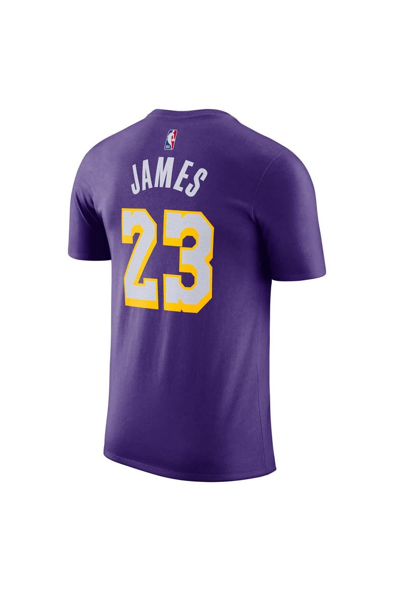 Unisex Jordan Brand LeBron James Purple Los Angeles Lakers Name & Number T-Shirt - Statement Edition, Alternate, color, Purple