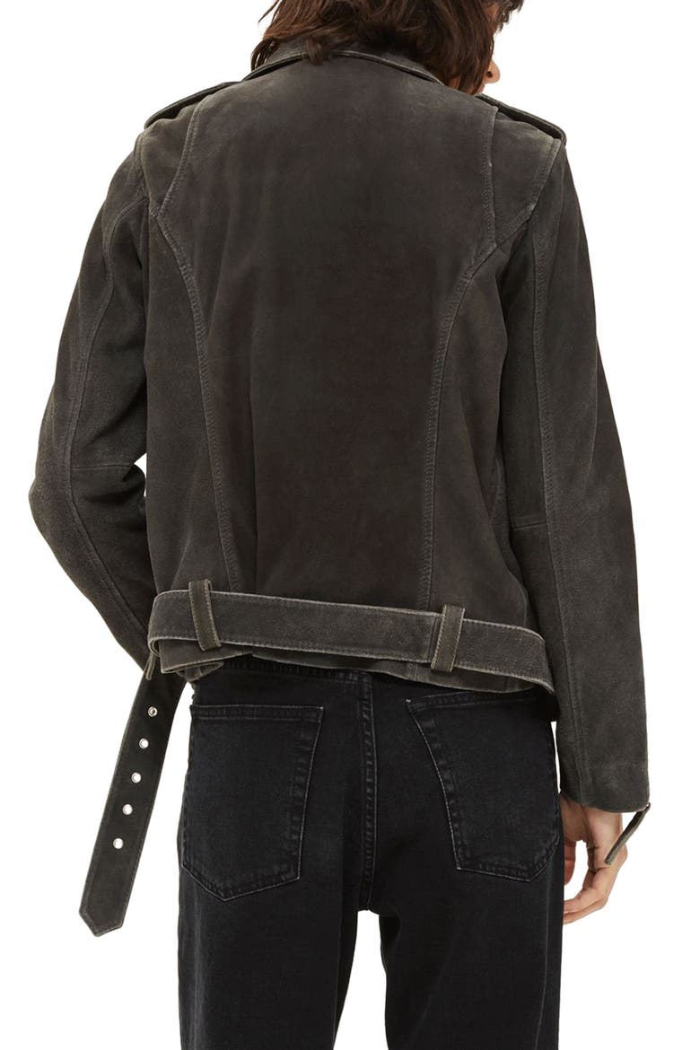 Moon Suede Biker Jacket, Alternate, color, GREY