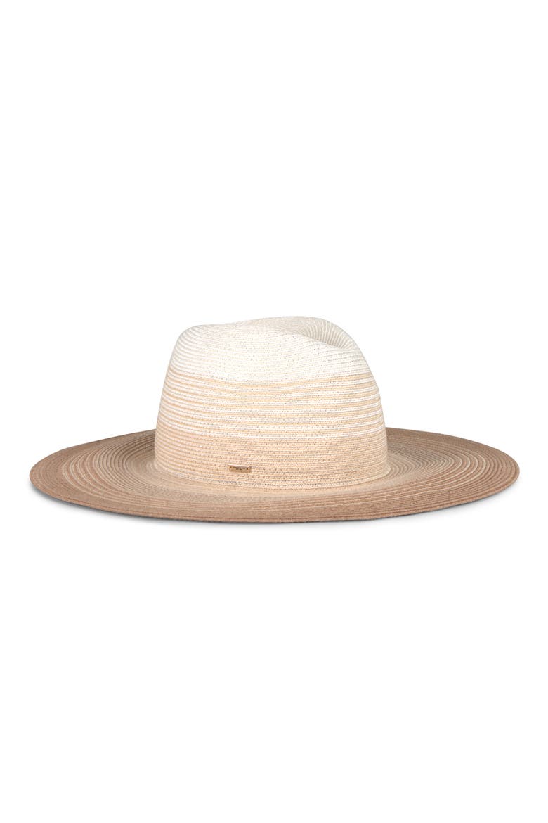 Emmanuelle UPF 50+ Wide Brim Packable Straw Fedora, Main, color, IVORY/ NATURAL/ CAMEL