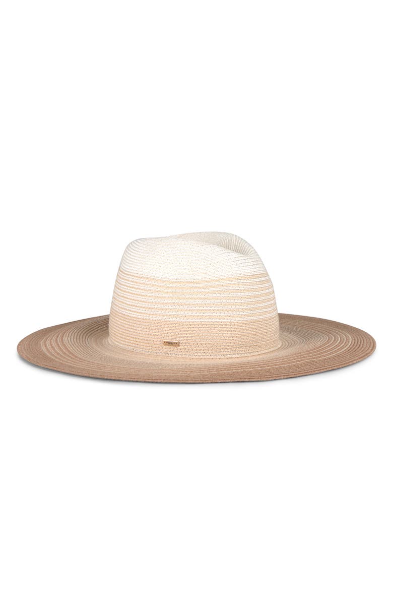 Eugenia Kim Emmanuelle UPF 50+ Wide Brim Packable Straw Fedora, Main, color, Ivory/ Natural/ Camel