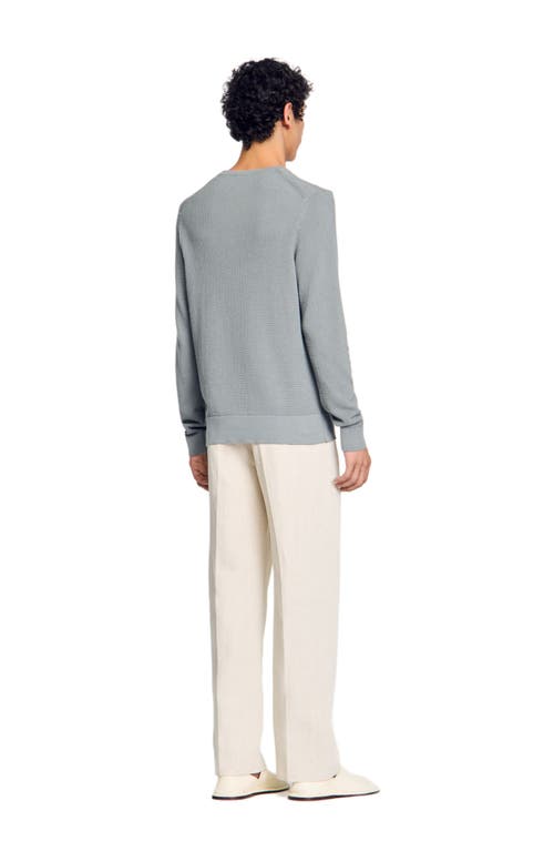 Sandro Textured Crewneck Sweater In Lime
