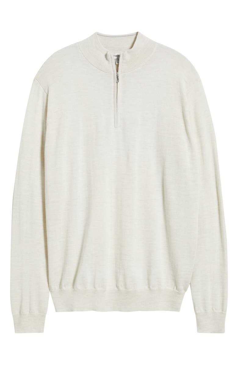 Peter Millar Autumn Crest Merino Wool Blend Quarter Zip Sweater, Alternate, color, Ivory