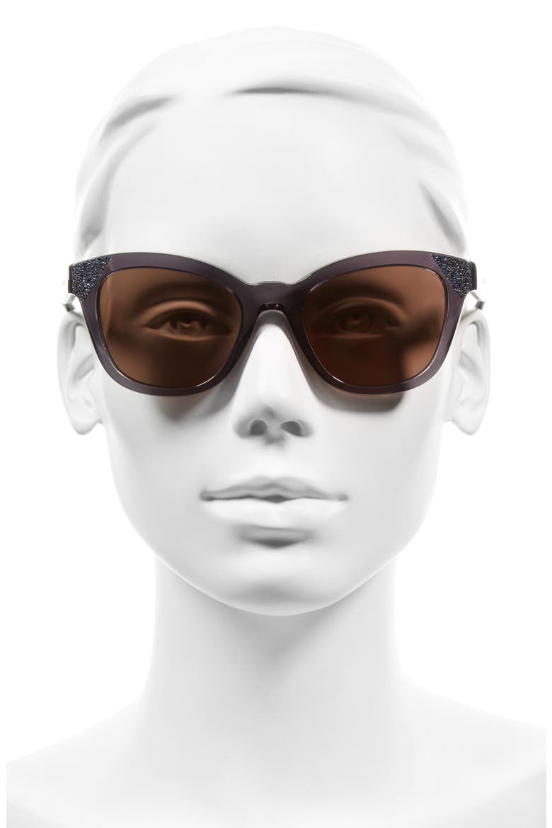 52mm Cat Eye Sunglasses, Alternate, color, TRANSPARENT GREY/ BLUE CRYSTAL