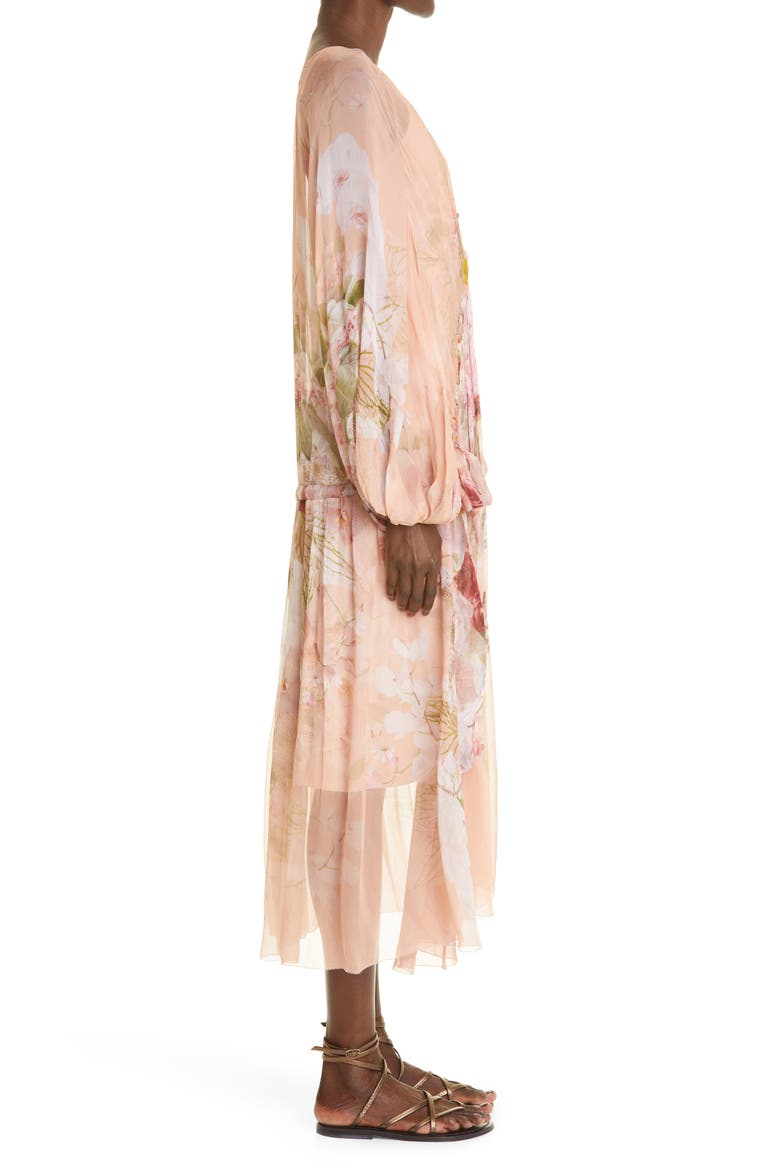 Zimmerman Dancer Drawn Floral Print Long Sleeve Midi Dress, Alternate, color, BLUSH GARDEN FLORAL