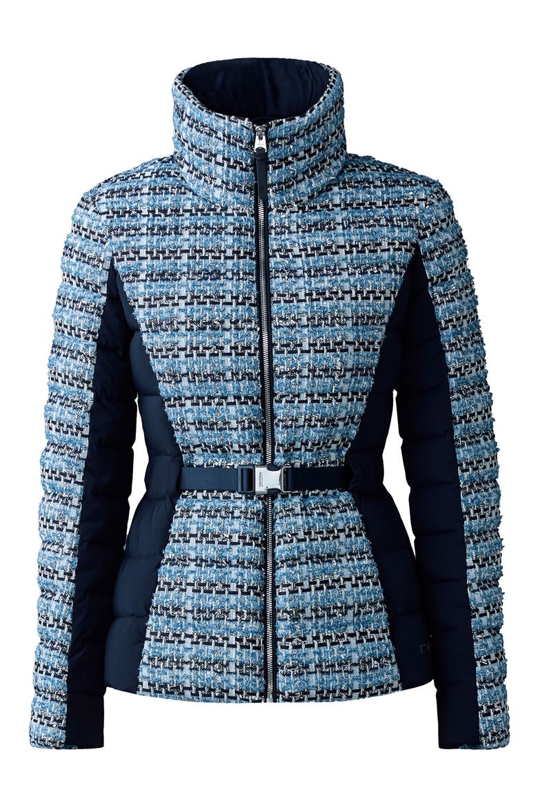 Evita Tweed & 750 Fill Power Quilted Down Short Jacket, Alternate, color, SKY BLUE MULTI