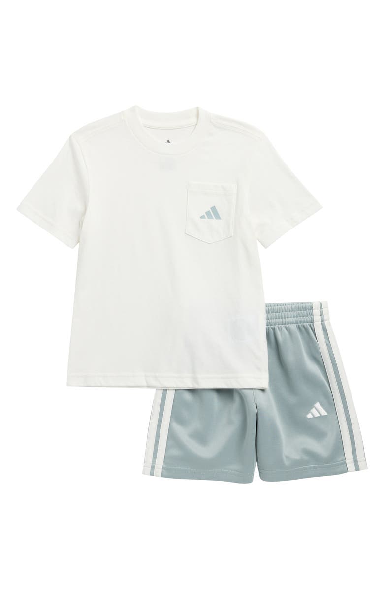 adidas Kids' Pocket T-Shirt & Pull-On Shorts Set, Main, color, Off White