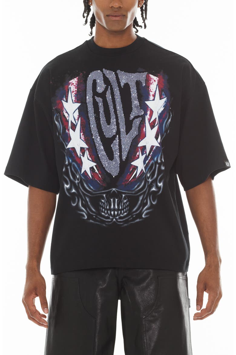 Oversize Cotton Graphic T-Shirt, Main, color, BLACK