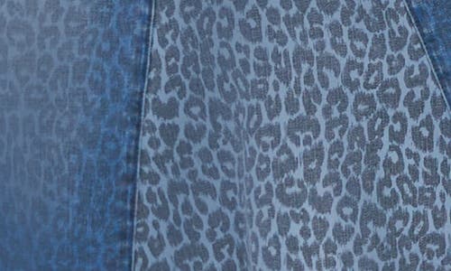 Wash Lab Denim Selma Animal Print Denim Skirt In Mixed Denim Leopard