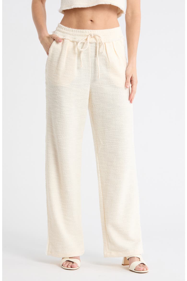 Fringe Cotton Blend Pull-On Pants, Main, color, NATURAL