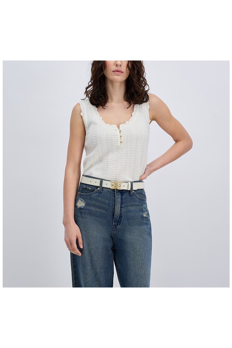 Logo Buckle Leather Belt, Alternate, color, IVORY