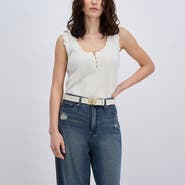 Sam Edelman Logo Buckle Leather Belt