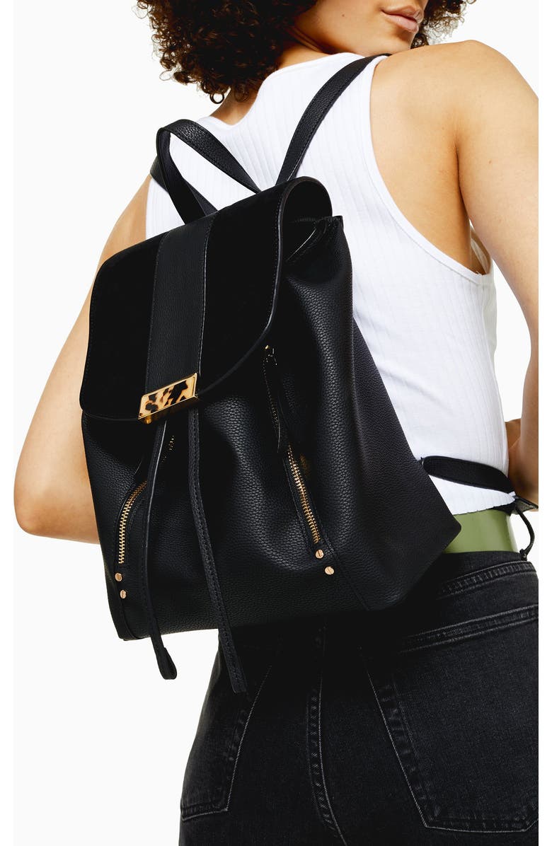 Topshop Burst Faux Leather Backpack, Alternate, color,