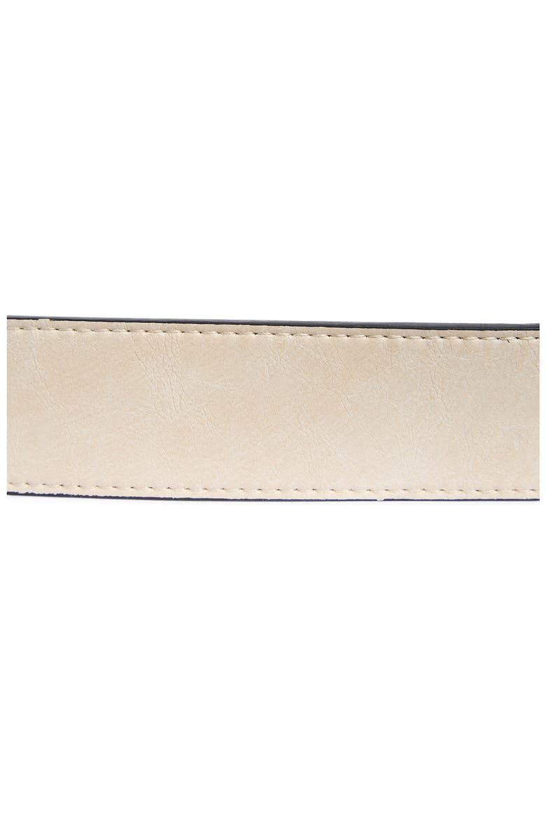 Etched Metal Leather Belt, Alternate, color, IVORY