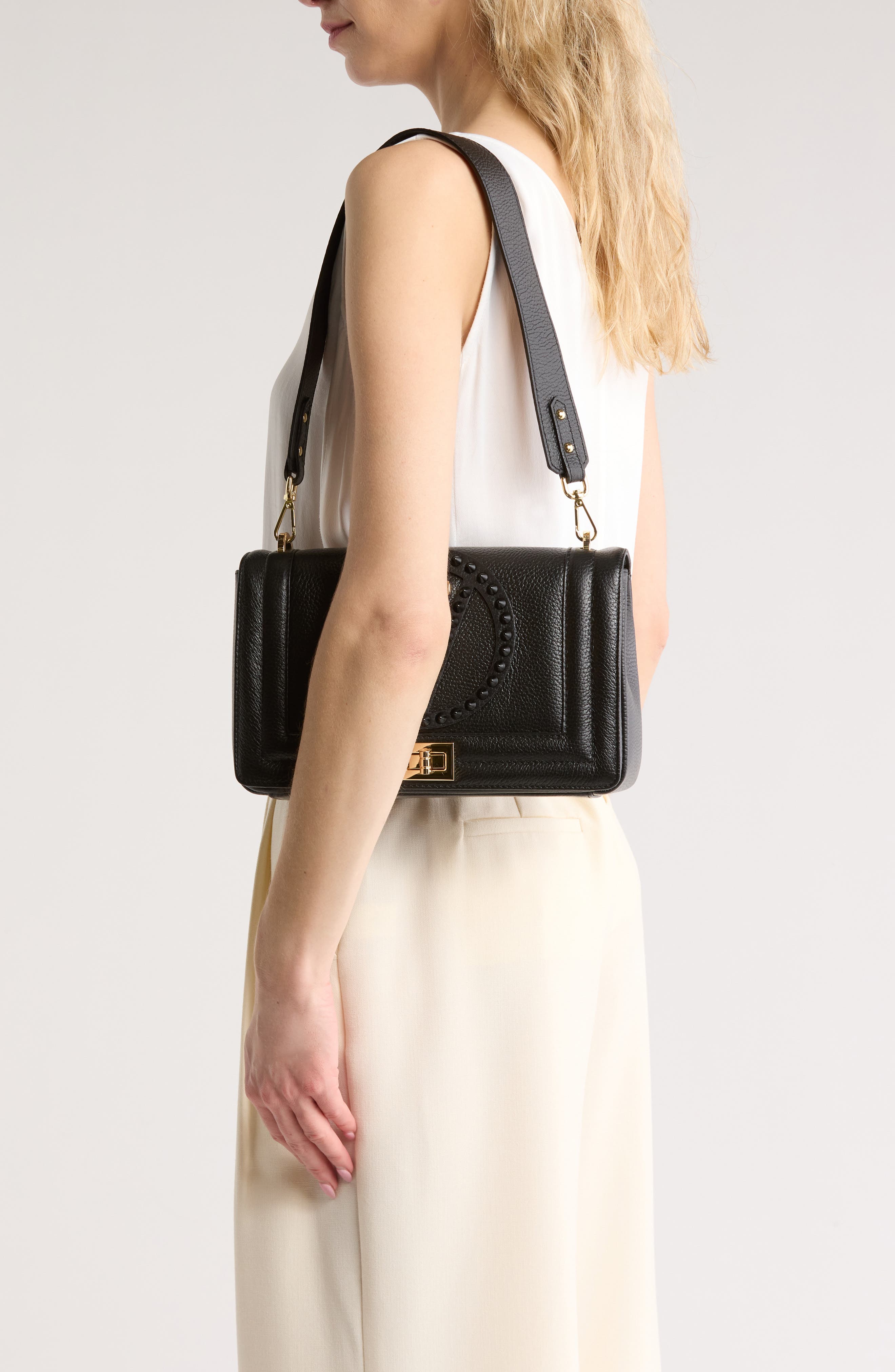 VALENTINO BY MARIO VALENTINO Alice Rock Stud Shoulder Bag | Nordstromrack