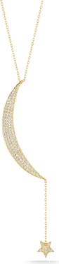 CHLOE AND MADISON Pavé CZ Moon & Star Drop Pendant Necklace