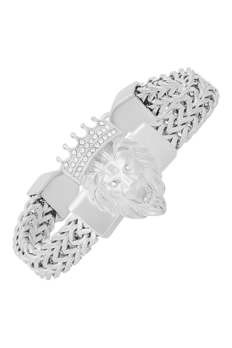 Men's Stainless Steel Lion Head Bracelet, Alternate, color, METALLIC