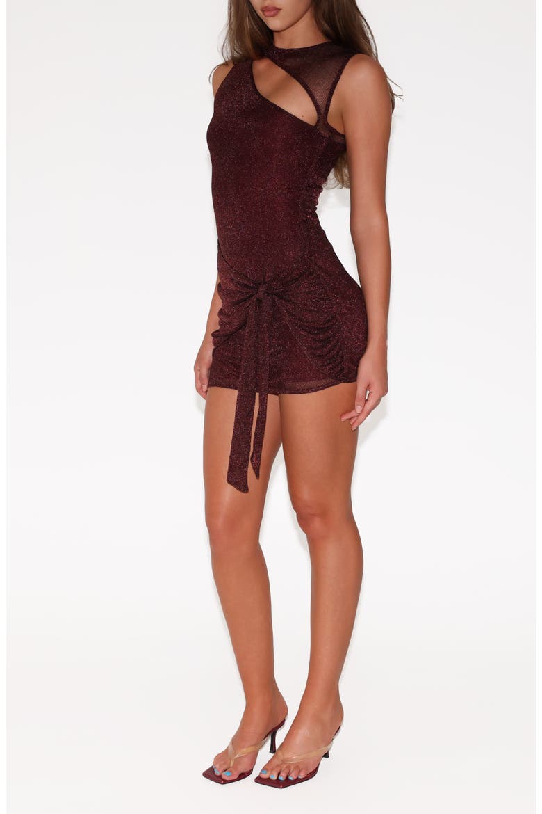 Azelma Asymmetrical Minidress, Alternate, color, BROWN