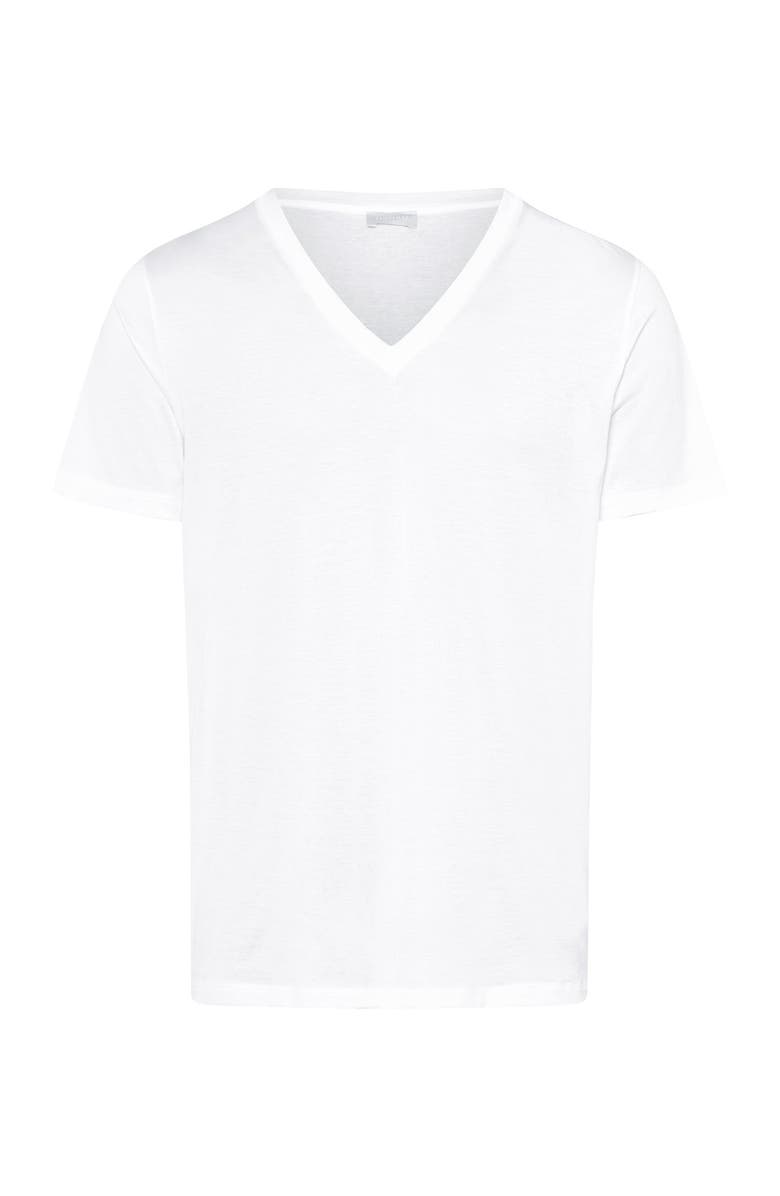 Hanro Cotton Sporty V-Neck Cotton T-Shirt, Main, color, White