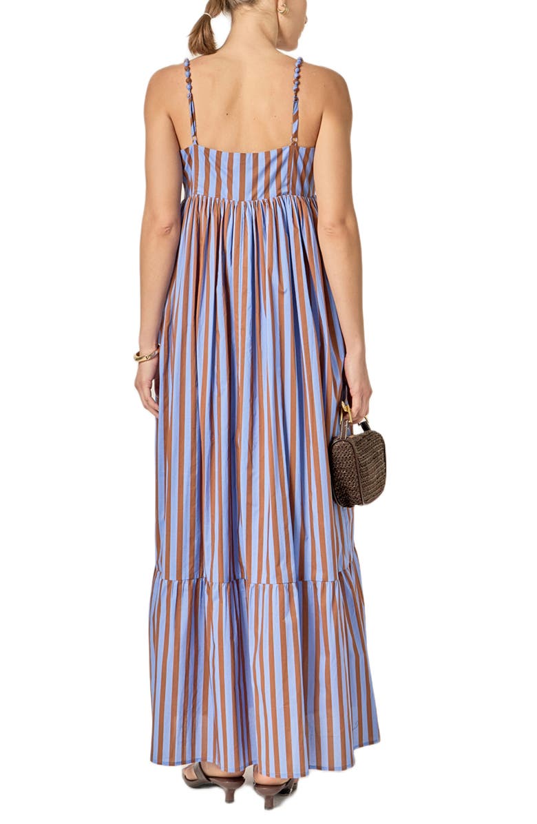 English Factory Big Stripe Sleeveless Maxi Dress, Alternate, color, Blue/ Brown Stripe
