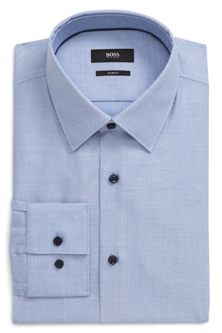 Slim Fit Geometric Dress Shirt, Alternate, color, MEDIUM BLUE