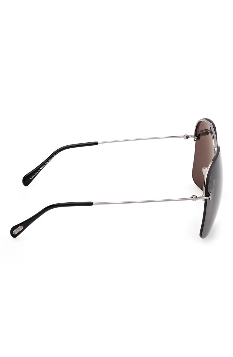 TOM FORD Mackenzie 64mm Oversize Pilot Sunglasses, Alternate, color, Shiny Palladium / Smoke
