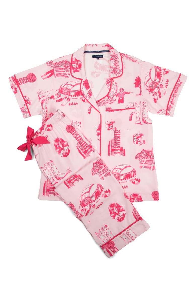Katie Kime Dallas Toile Cotton Blend Pajamas, Alternate, color, Pink