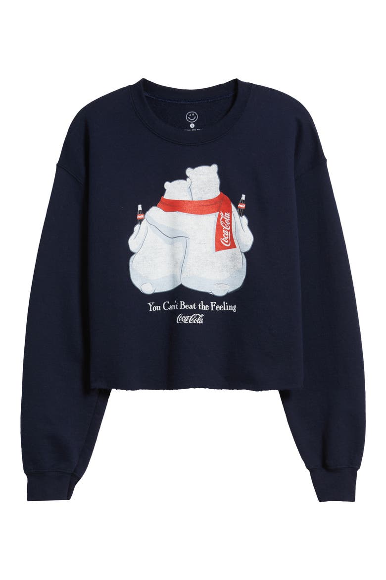 You Can't Beat the Feeling Crop Graphic Sweatshirt, Alternate, color, NAVY