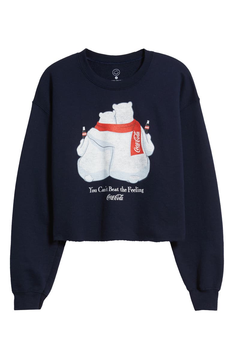 Junk Food You Can't Beat the Feeling Crop Graphic Sweatshirt, Alternate, color, Navy