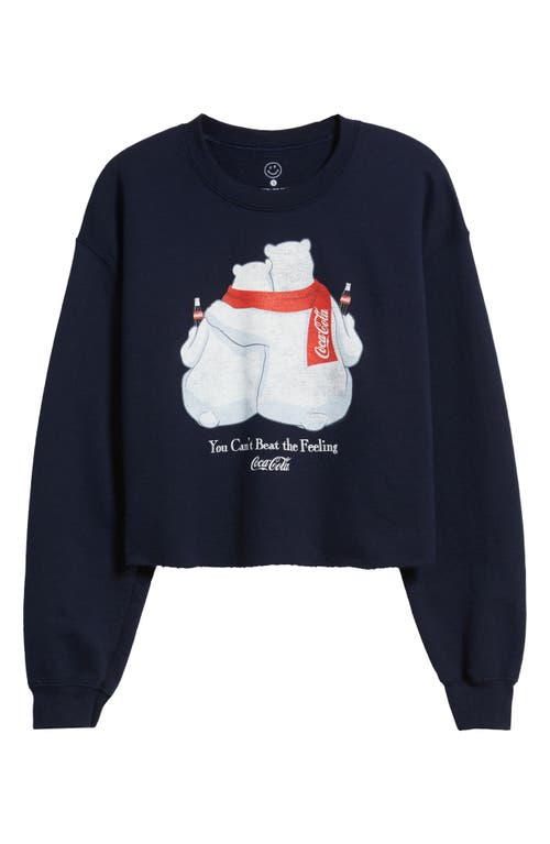 Junk Food You Can't Beat The Feeling Crop Graphic Sweatshirt In Blue