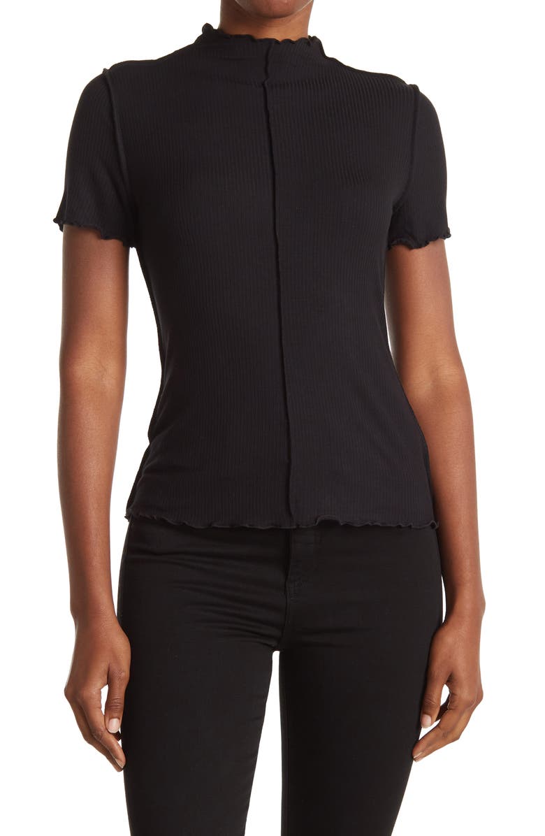 14th & Union 14TH AND UNION Funnel Neck Short Sleeve Top, Main, color, 