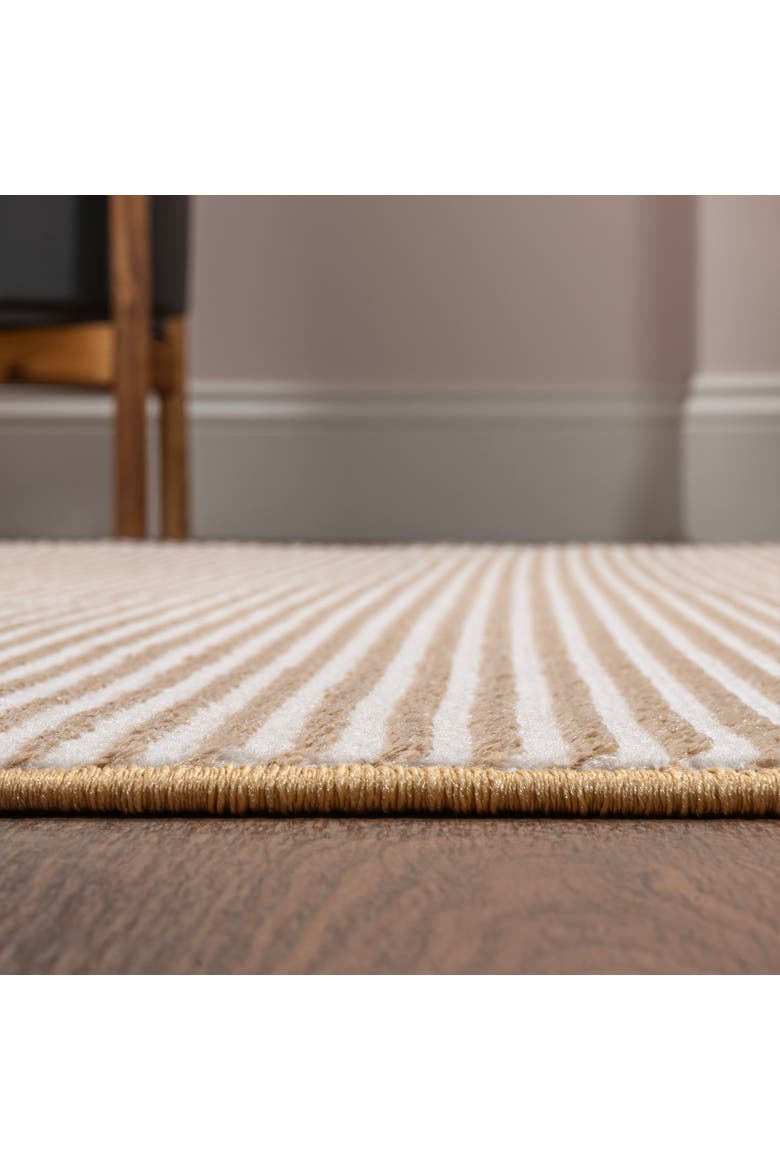 Cole Modern Minimalist Pinstripe High-Low Area Rug, Alternate, color, White/Gold