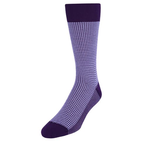 Doyle Houndstooth Design Mercerized Cotton Mid-Calf Socks