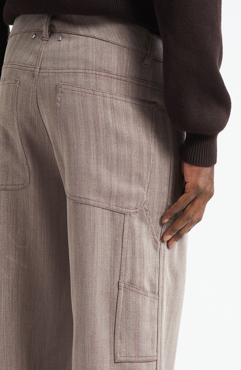 Golden Goose Journey Virgin Wool Blend Herringbone Painter Pants, Alternate, color, Maroon