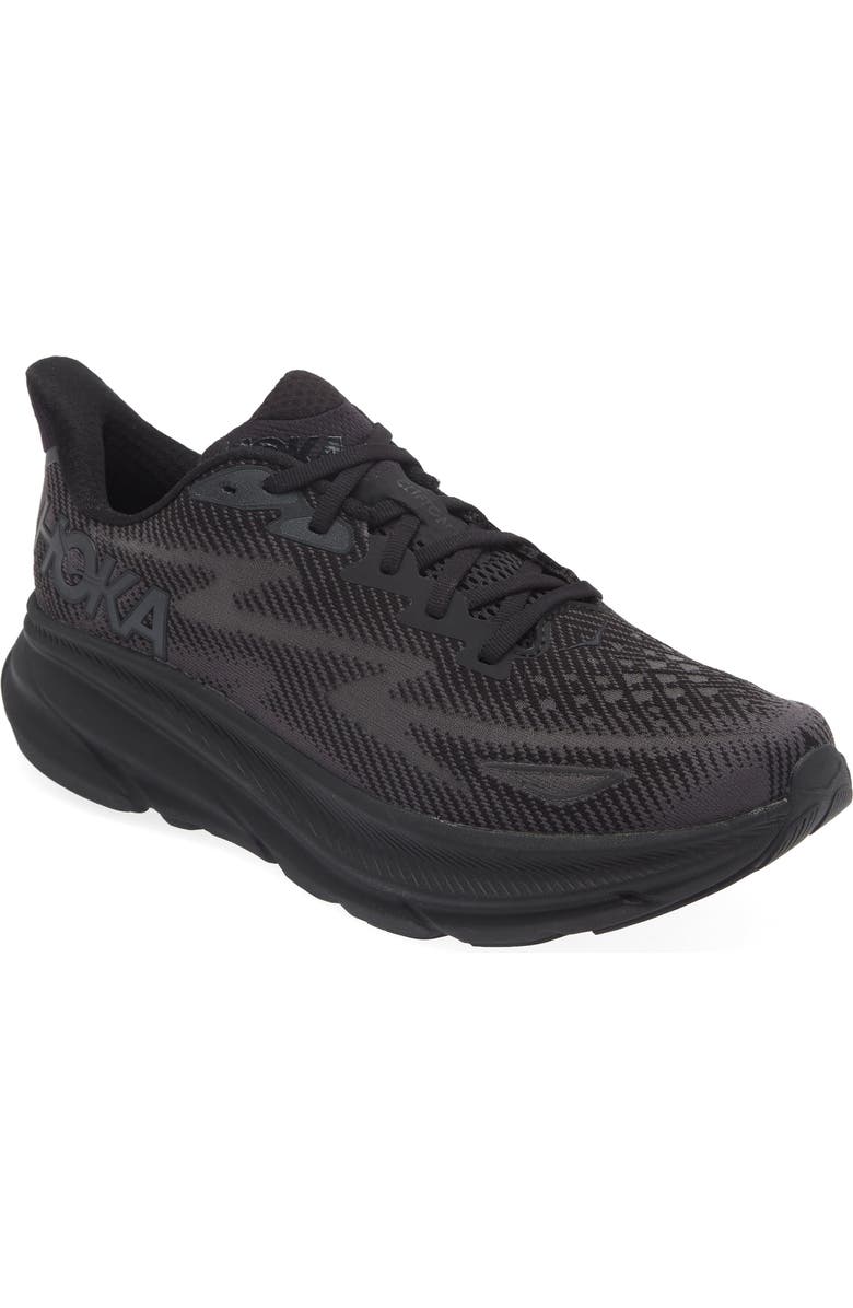 HOKA Clifton 9 Running Shoe, Main, color, Black / Black