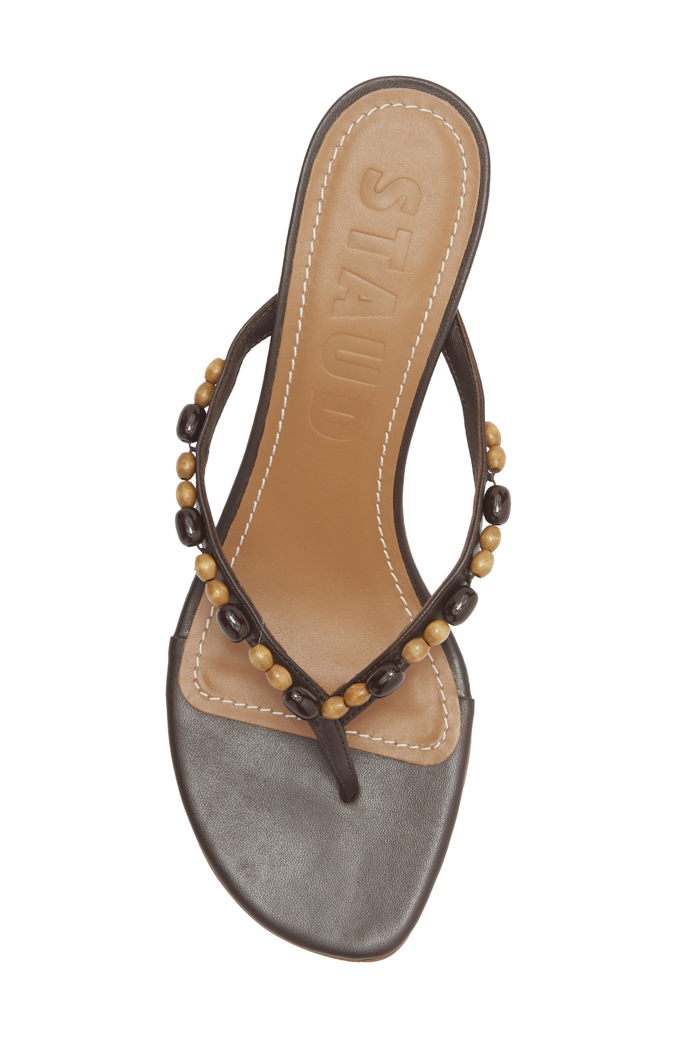 STAUD Freja Woven Thong Slide Sandal, Alternate, color, Wood Beads