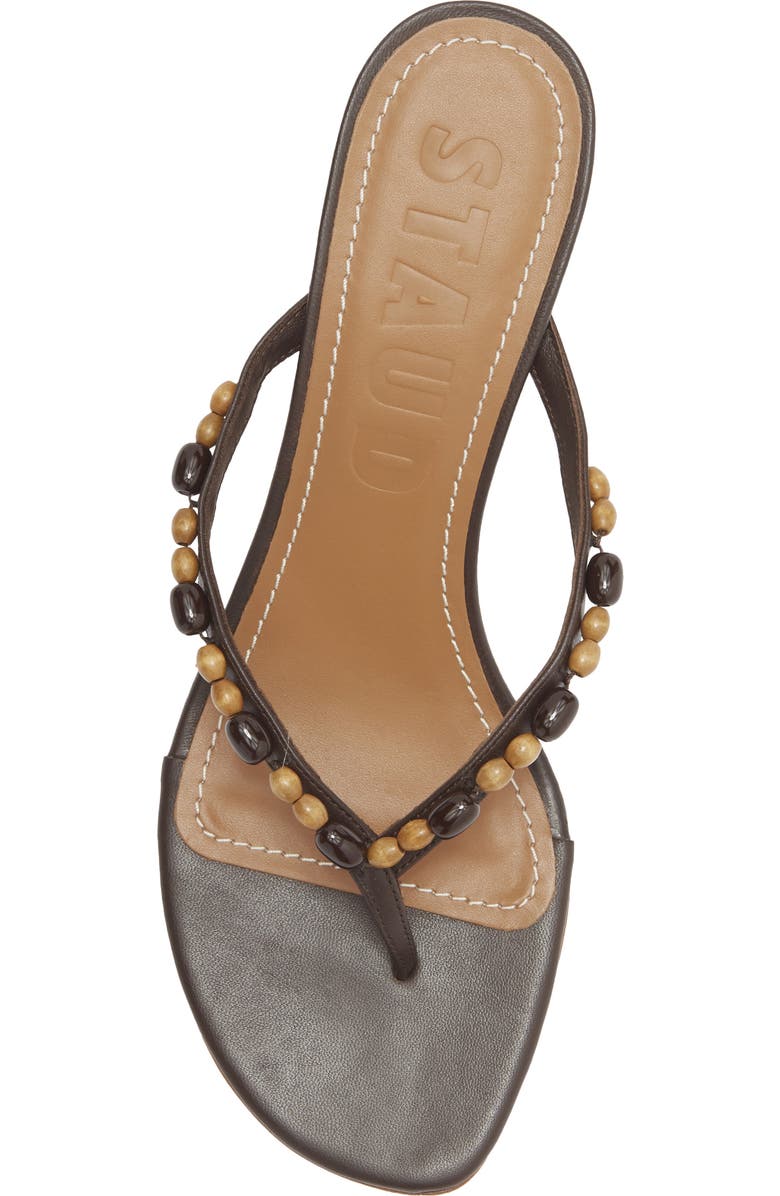 STAUD Freja Woven Thong Slide Sandal, Alternate, color, Wood Beads