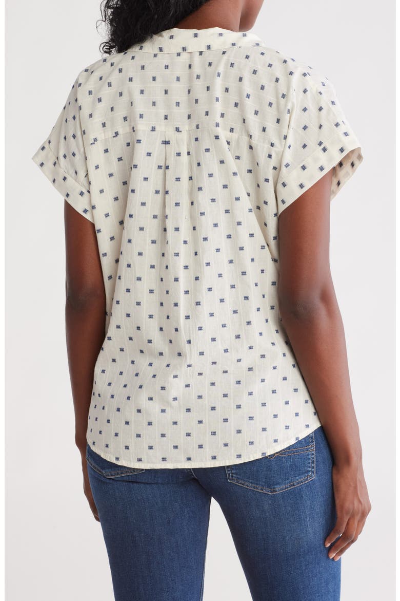 Clip Dot Cotton Blend Camp Shirt, Alternate, color, CREAM CLIPDOT