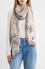 Nordstrom Eyelash Trim Print Cashmere & Silk Wrap