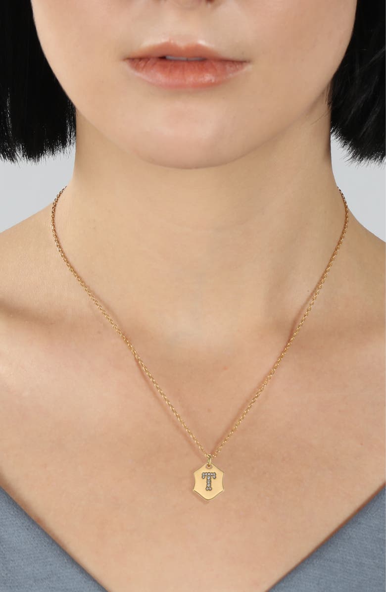 Stella + Ruby Nom de Plume Initial Pendant Necklace, Alternate, color, 