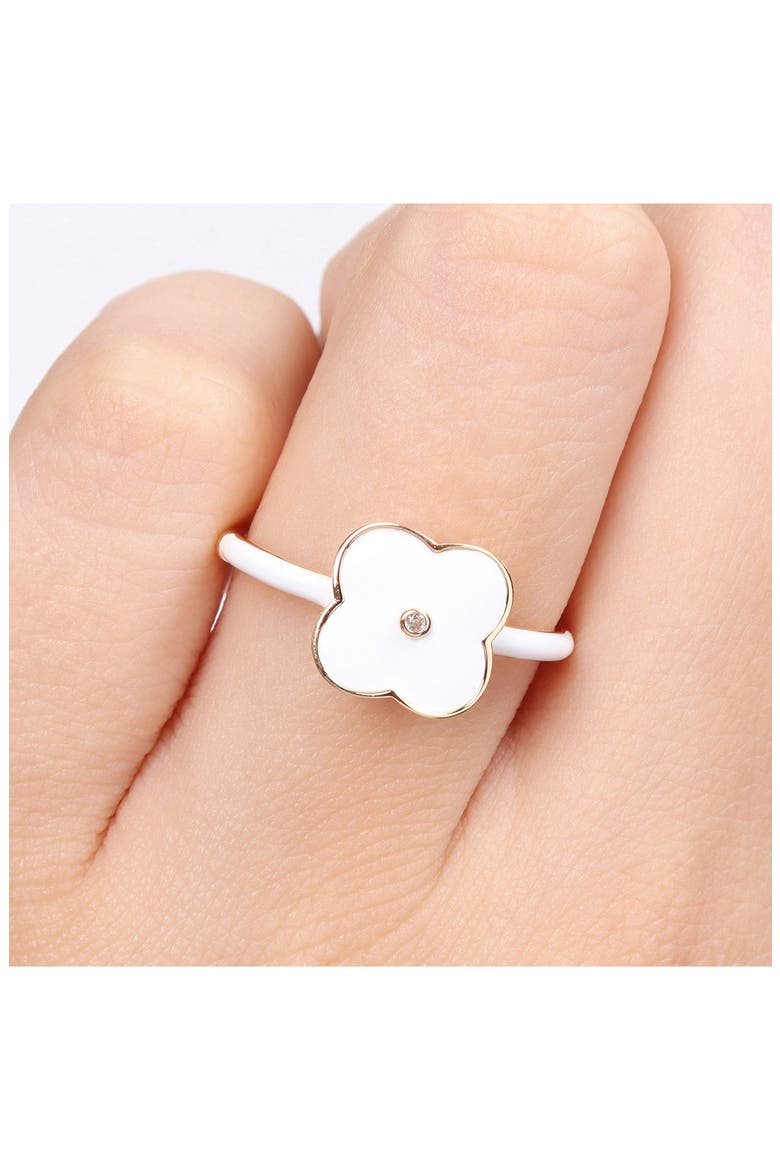 Gold Plated Created White Sapphire Enamel Ring, Alternate, color, WHITE