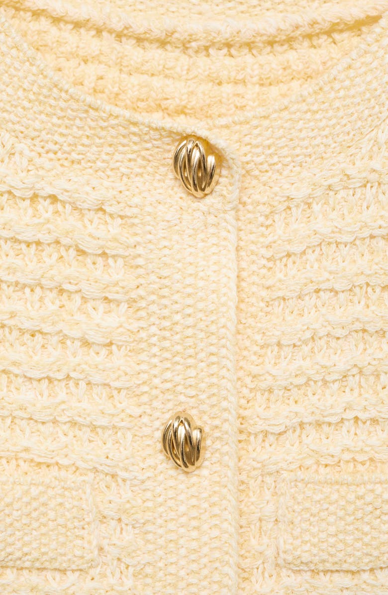 MANGO Button-Up Sweater Vest, Alternate, color, Pastel Yellow