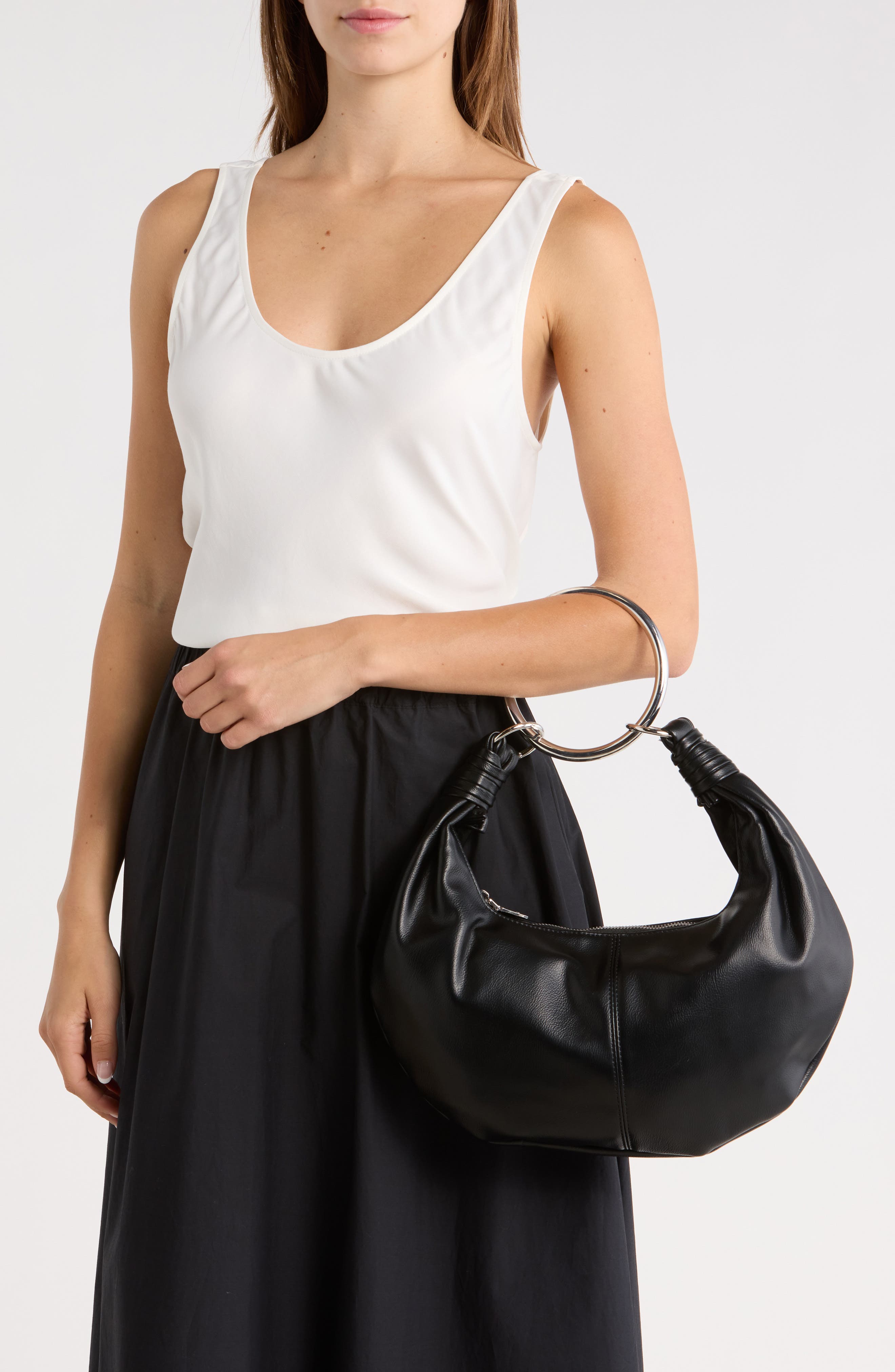 Melie Bianco Corie Crescent Crossbody Bag, Alternate, color, Black