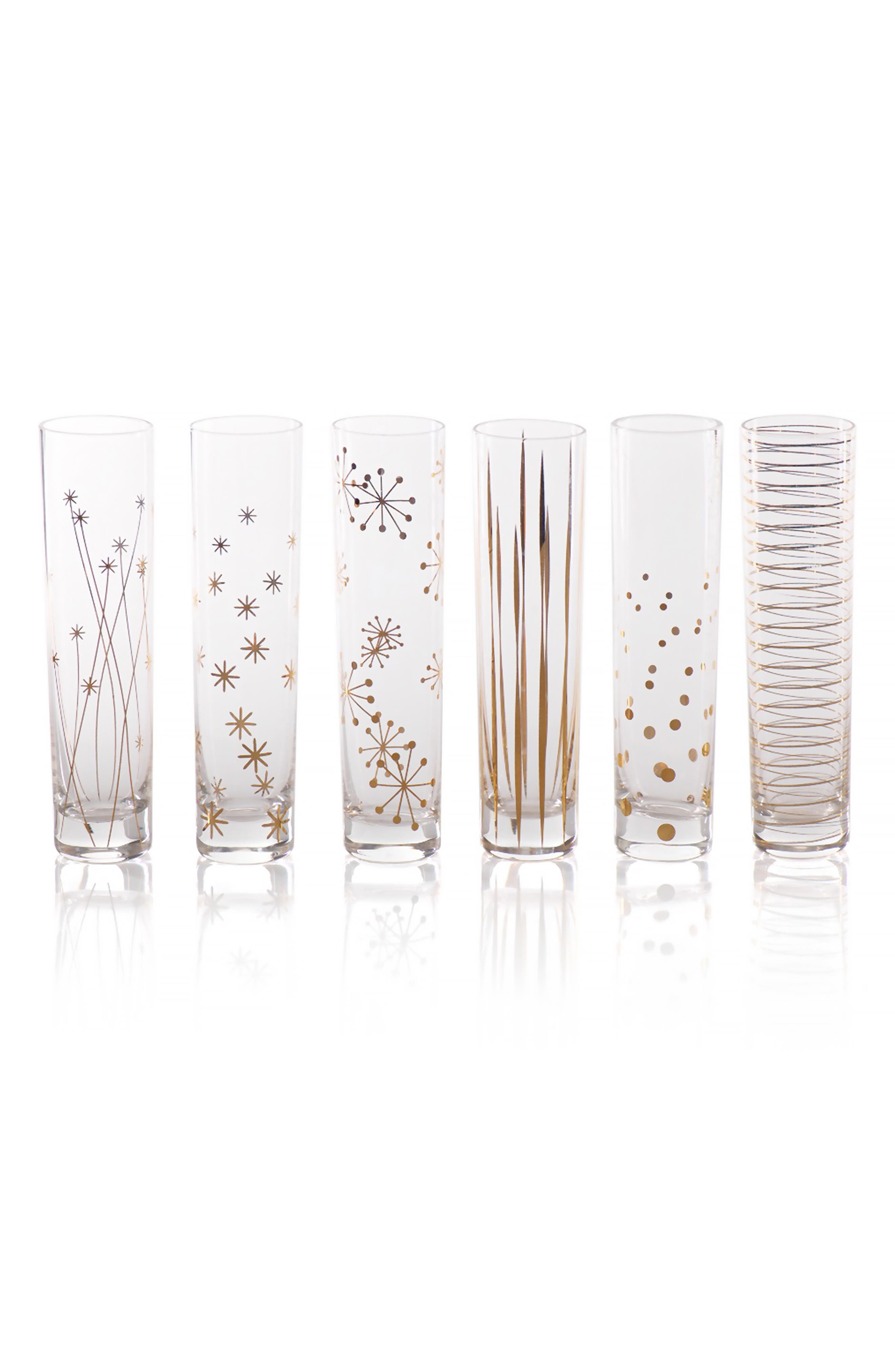 Zodax Centuri Set of 6 Golden Decal Champagne Flutes