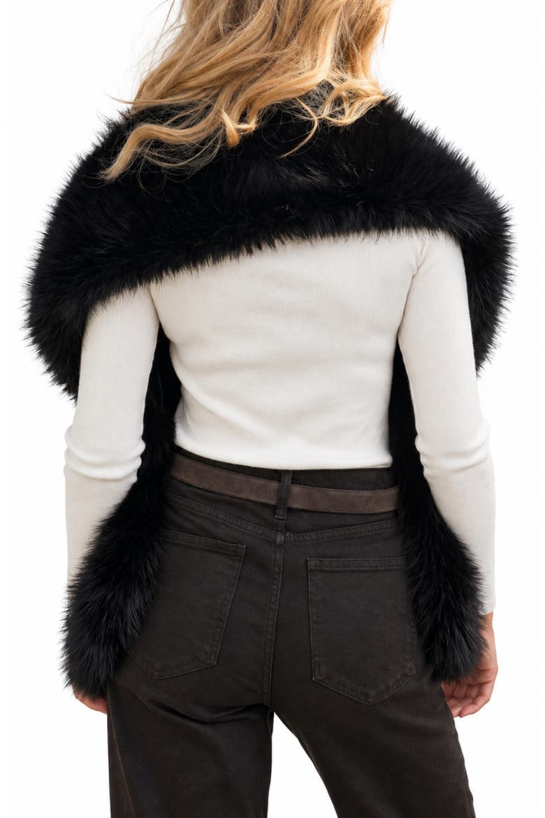 Faux Fur Shawl Wrap, Alternate, color, BLACK